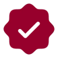Verified symbol in red badge