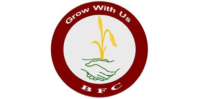 Circular logo featuring handshake and wheat